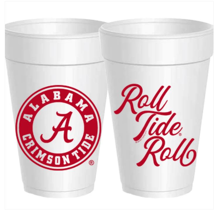 Alabama- Roll Tide Foam Cups