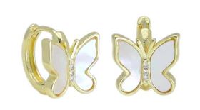 Gold MOP Butterfly Huggie Earrings