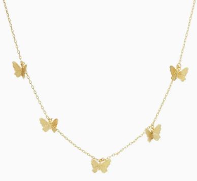 Gold Multi Butterfly Charm Necklace