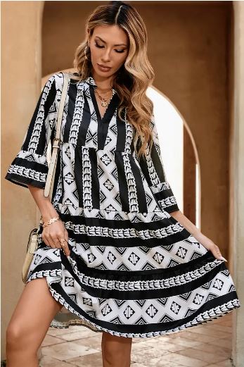 blue dress for baby girl Dreamy Boho Bell Sleeve Knit Mini Dress