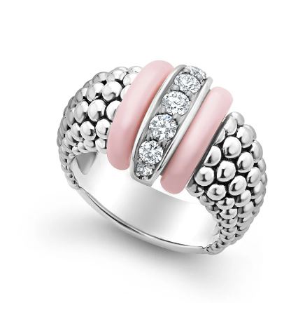 SS Pink Caviar Diamond Ring