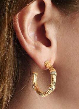 Bamboo Gold Medium Hoop Earrings