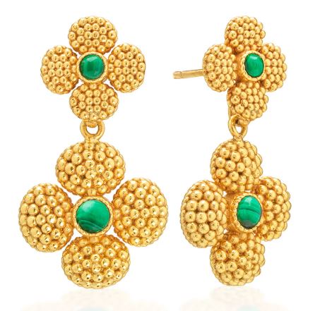 Berry Clover Convertible Duo Earrings Malachite