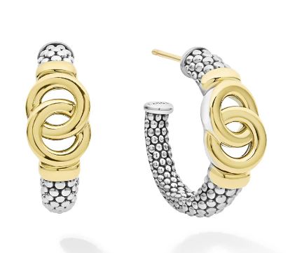 SS/18K Two-Tone Interlocking Hoop Earrings