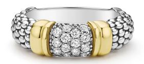 LAGOS SS/18K Signature Caviar Diamond Pave Band