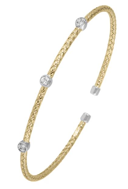 YG Nardini 2mm Mesh CZ 18K YG & Rhodium