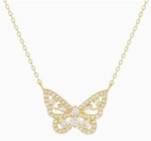 Load image into Gallery viewer, Gold Baguette Butterfly Necklace

