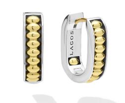 SS 18K Signature Caviar 17X3mm Hoop Earring