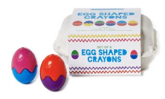 Egg Shaped Crayons in Egg Crate