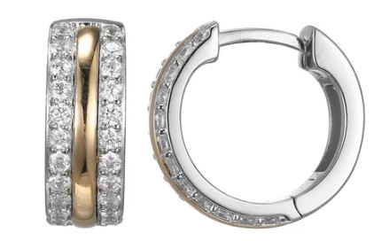 SS 14MMHoop With CZ, Rhodium & YG finish