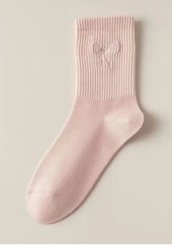 Women's Embroidered Bow Crew Socks