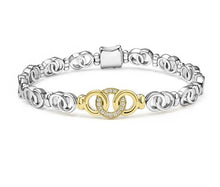 Load image into Gallery viewer, SS/18K Interlocking Diamond Bracelet
