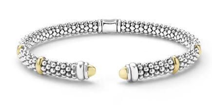 LAGOS Sterling Silver 18K Sig Caviar 5mm Versa Torque Bracelet