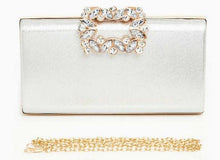 Load image into Gallery viewer, Crystal Buckle Metallic Box Clutch
