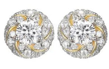 Load image into Gallery viewer, Sterling Silver New Mesh 2 CZ Knot Post Earring Yellow Gold
