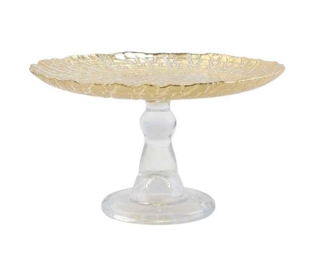 Rufolo Glass Gold Croc Small Cake Stand