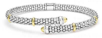 LAGOS Sterling Silver and 18K Signature Caviar 5mm Versa Bypass Bracelet