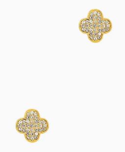 Rhinestone Clover Stud Earrings
