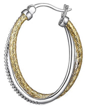 Load image into Gallery viewer, 18K YG 2MM Mesh With CZ Hoop, Oval, 2 Tone
