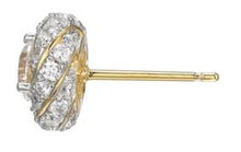 Load image into Gallery viewer, Sterling Silver New Mesh 2 CZ Knot Post Earring Yellow Gold
