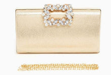 Load image into Gallery viewer, Crystal Buckle Metallic Box Clutch
