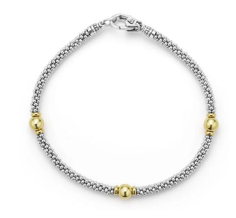 SS/18K 3mm 3 Circle Station Bracelet