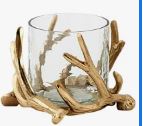 Load image into Gallery viewer, Antler Hurricane Candleholder With Glass Shade 4.5"
