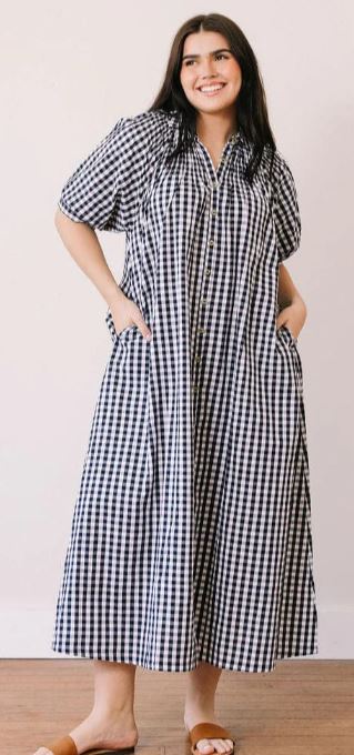 Navy Gingham Oasis Dress