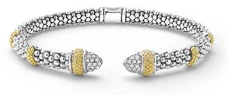 LAGOS Sterling Silver and 18K Caviar Luxe Diamond 5mm Versa Torque