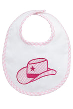 Load image into Gallery viewer, Pink Cowgirl Hat Applique Basic Bib
