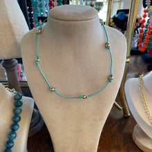 Load image into Gallery viewer, Leather Necklace with Gold Beads
