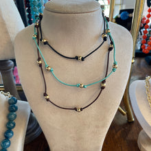 Load image into Gallery viewer, Leather Necklace with Gold Beads

