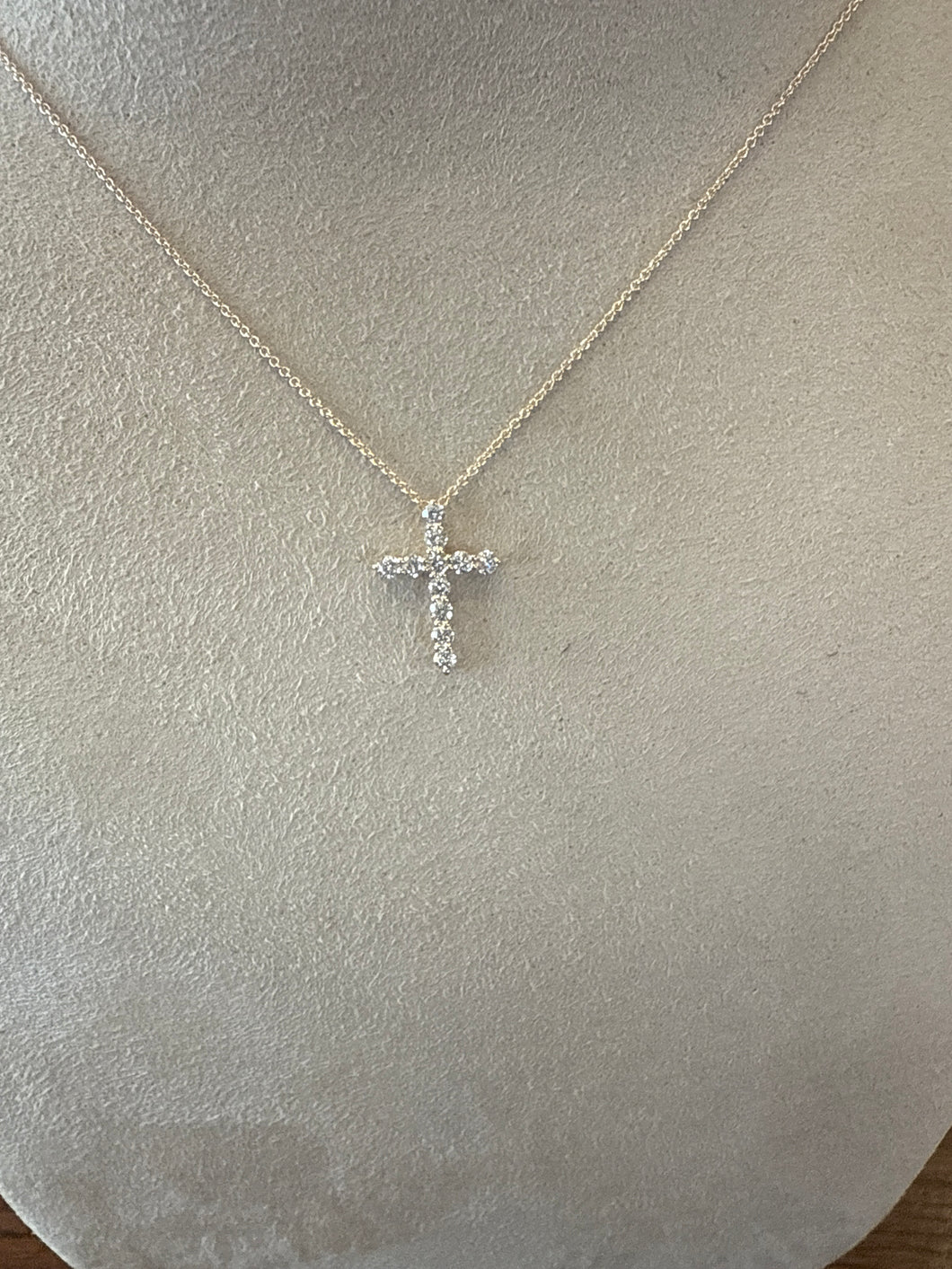14K Yellow 1/4 ct Gold Diamond Cross Necklace