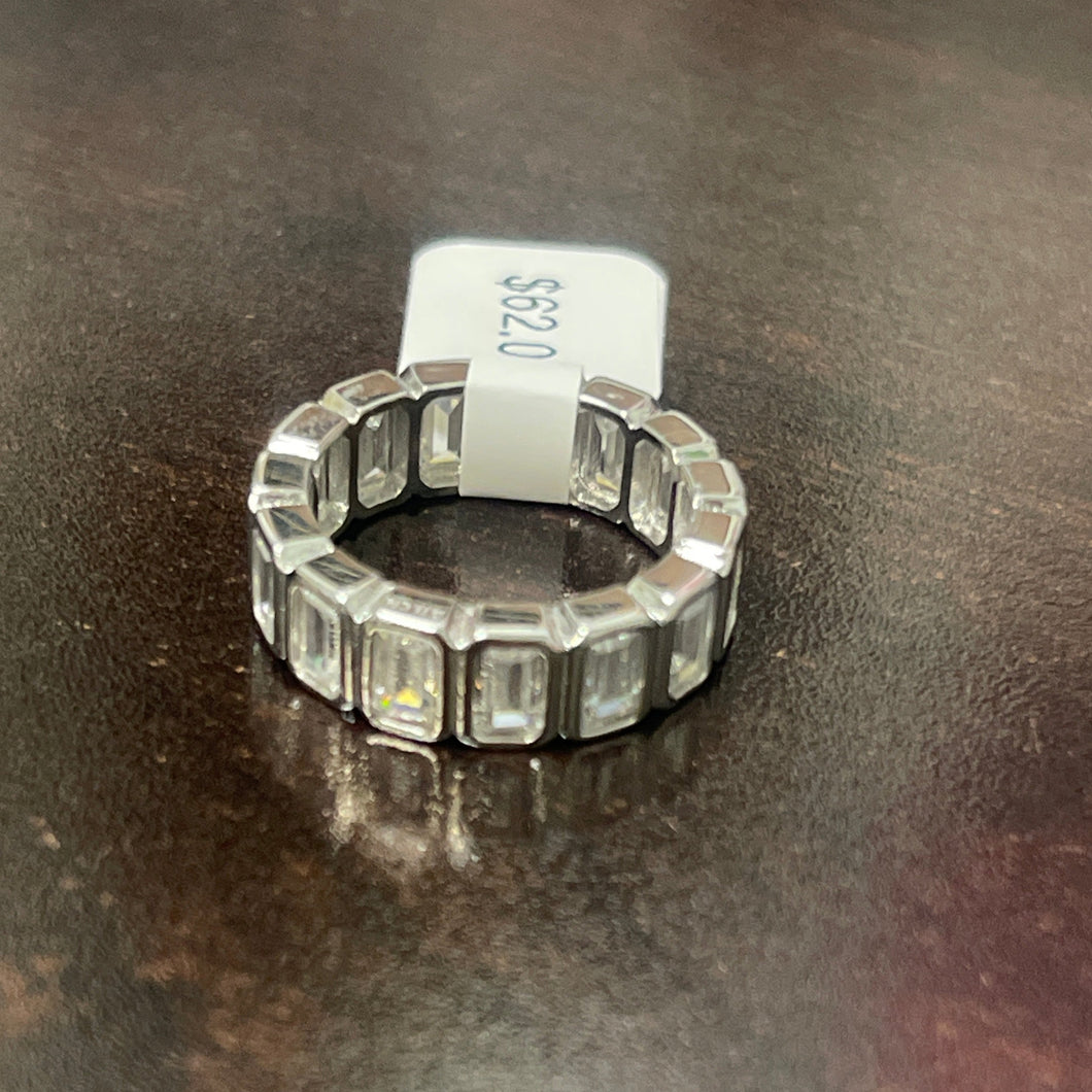 SS CZ Bezel Set Baguette Eternity Band