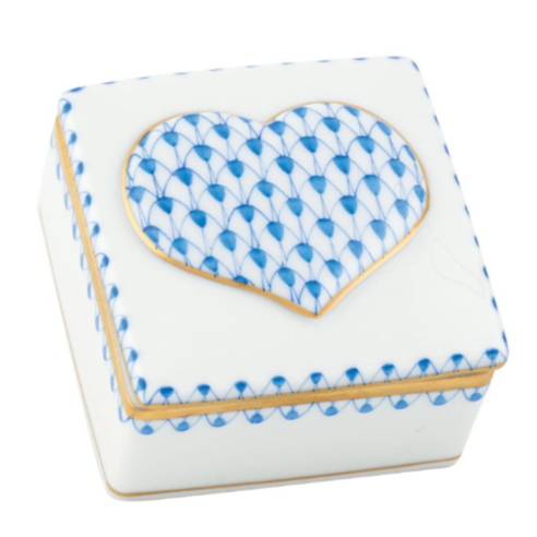 Blue Embossed Heart Box