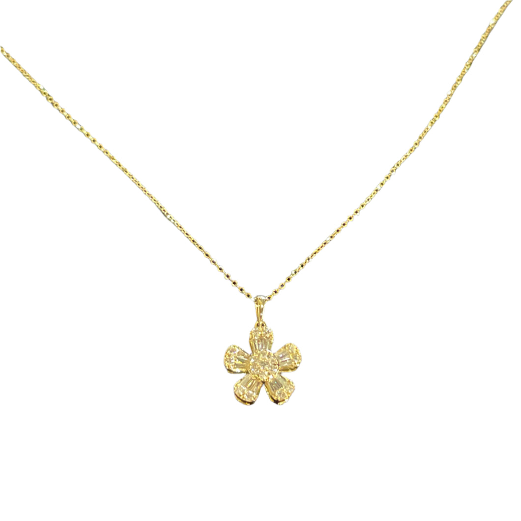 14K Diamond Flower Pendant