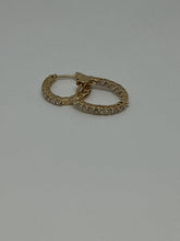 Load image into Gallery viewer, 14K Yellow Gold Diamond Shared Prong Small Oval Hoop Earring
