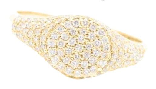 14K YG Diamond Signet Ring