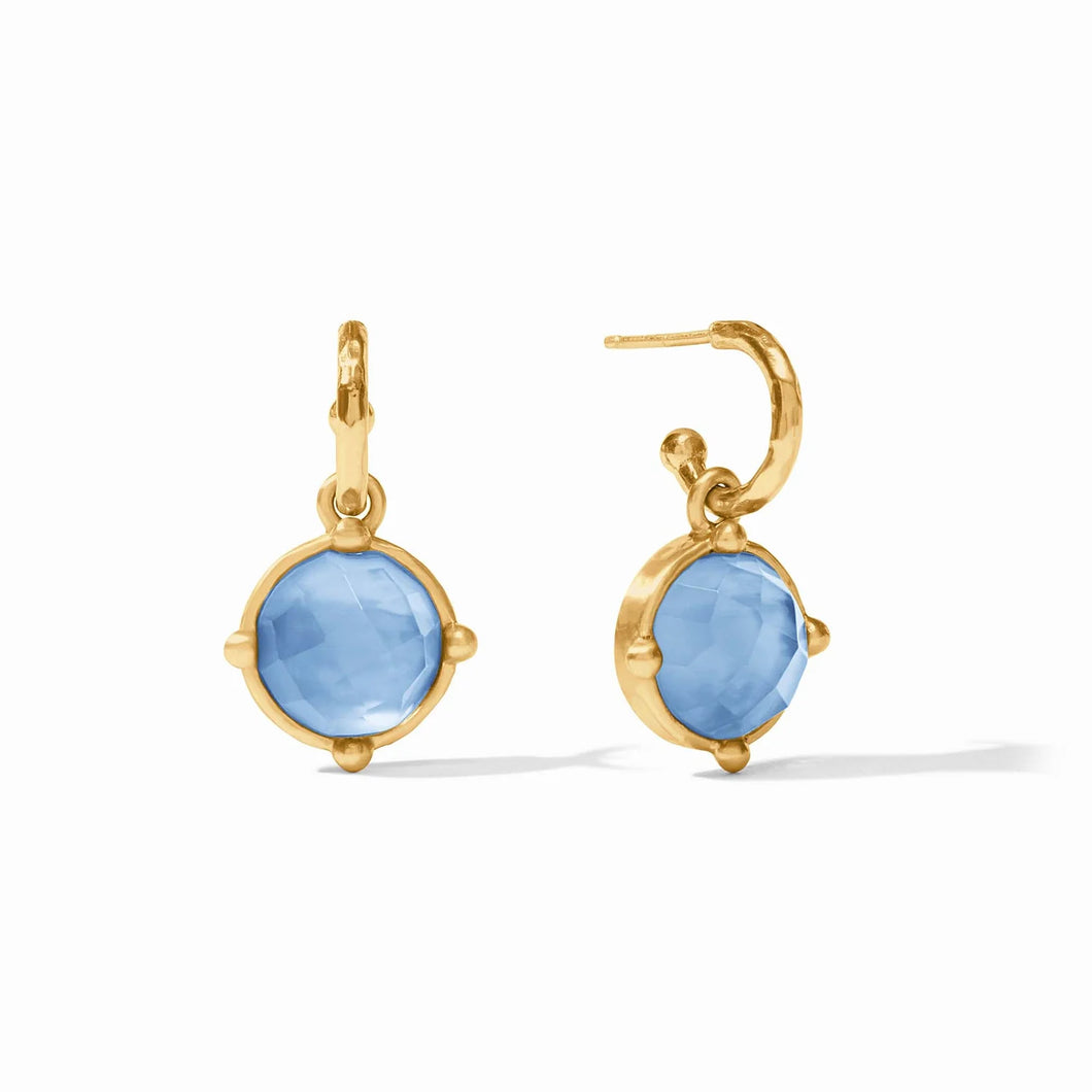 Honeybee Iridescent Chalcedony Blue Hoop & Charm Earring