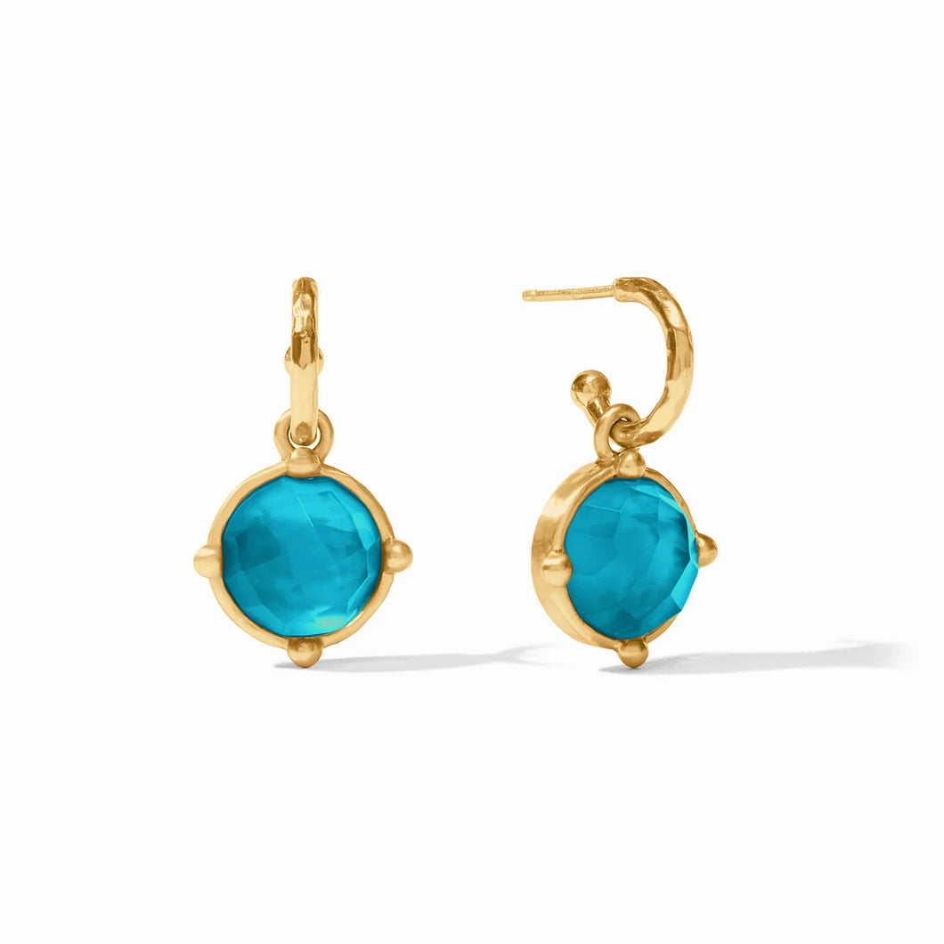 Honeybee Iridescent London Blue Hoop & Charm Earrings