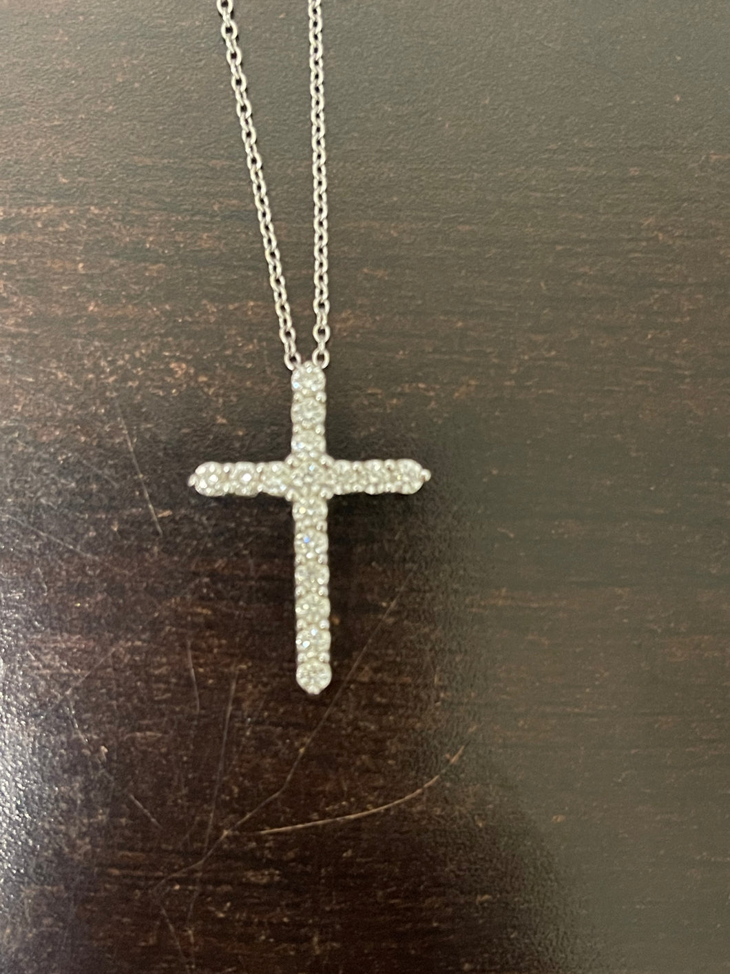 14K WG Diamond Cross Necklace, 2.90cts and 16 Round Diamonds