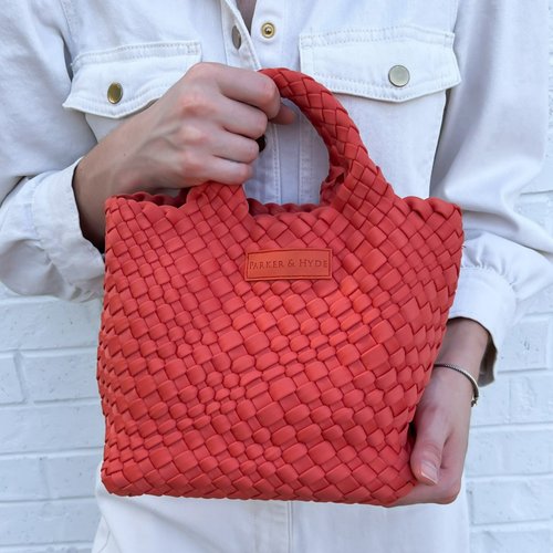 Burnt Orange Mini Woven Tote