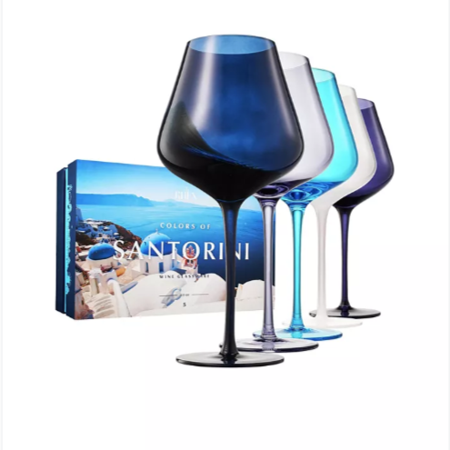 Colors of Santorini Wine Glasses