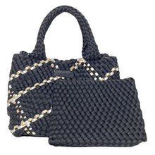 Load image into Gallery viewer, Noir Metallic Woven Tote
