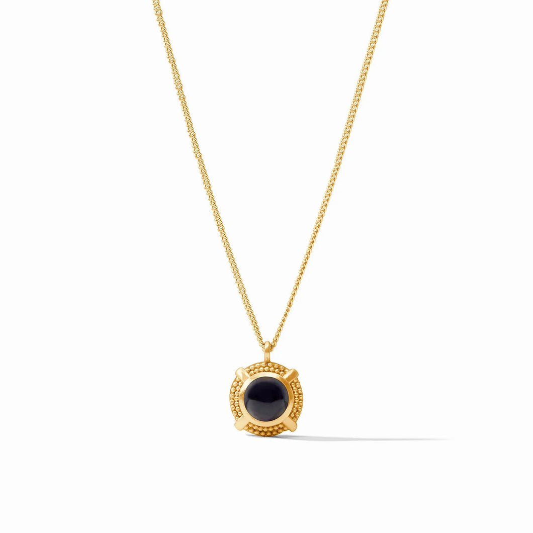 Obsidian Black Cabochon Solitaire Necklace