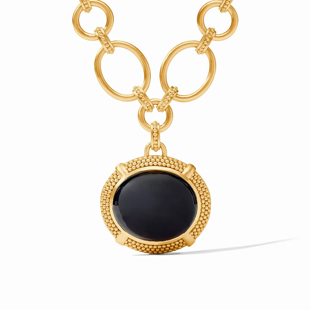 Obsidian Black Cabochon Statement Necklace