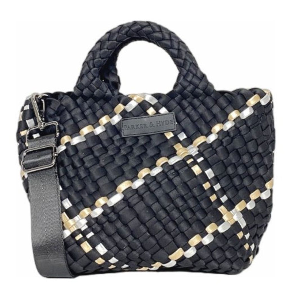 Noir Metallic Multi Woven Mini Tote