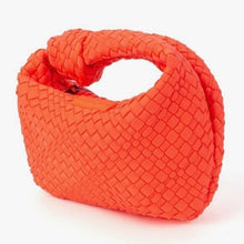 Load image into Gallery viewer, Neon Orange Woven Knot Handbag
