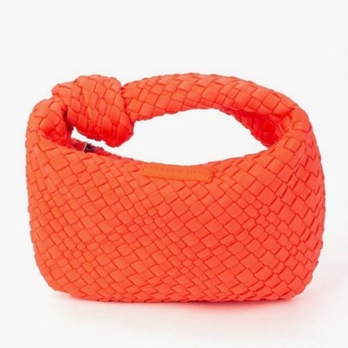 Neon Orange Woven Knot Handbag