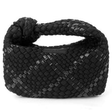 Load image into Gallery viewer, Black Metallic Woven Knot Handbag
